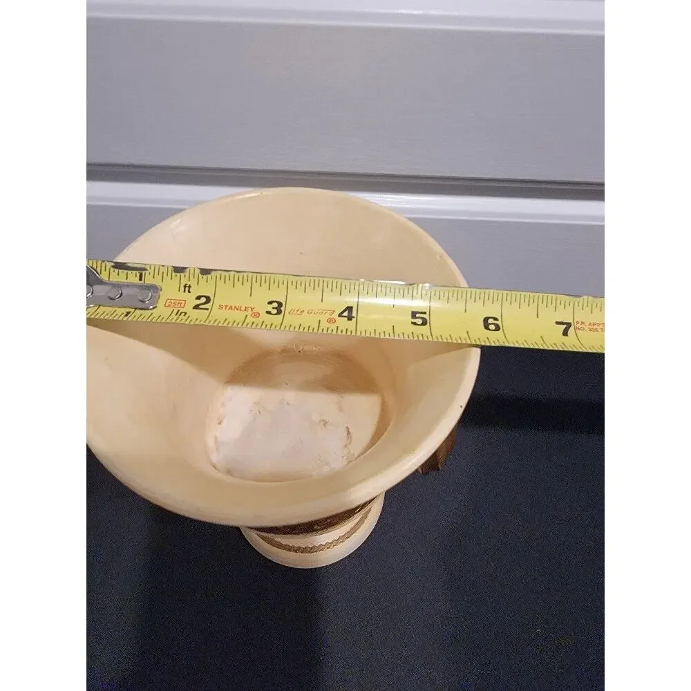 Roman‎ Italian Style Vase Container Pottery Cream Gold Italian #8556
